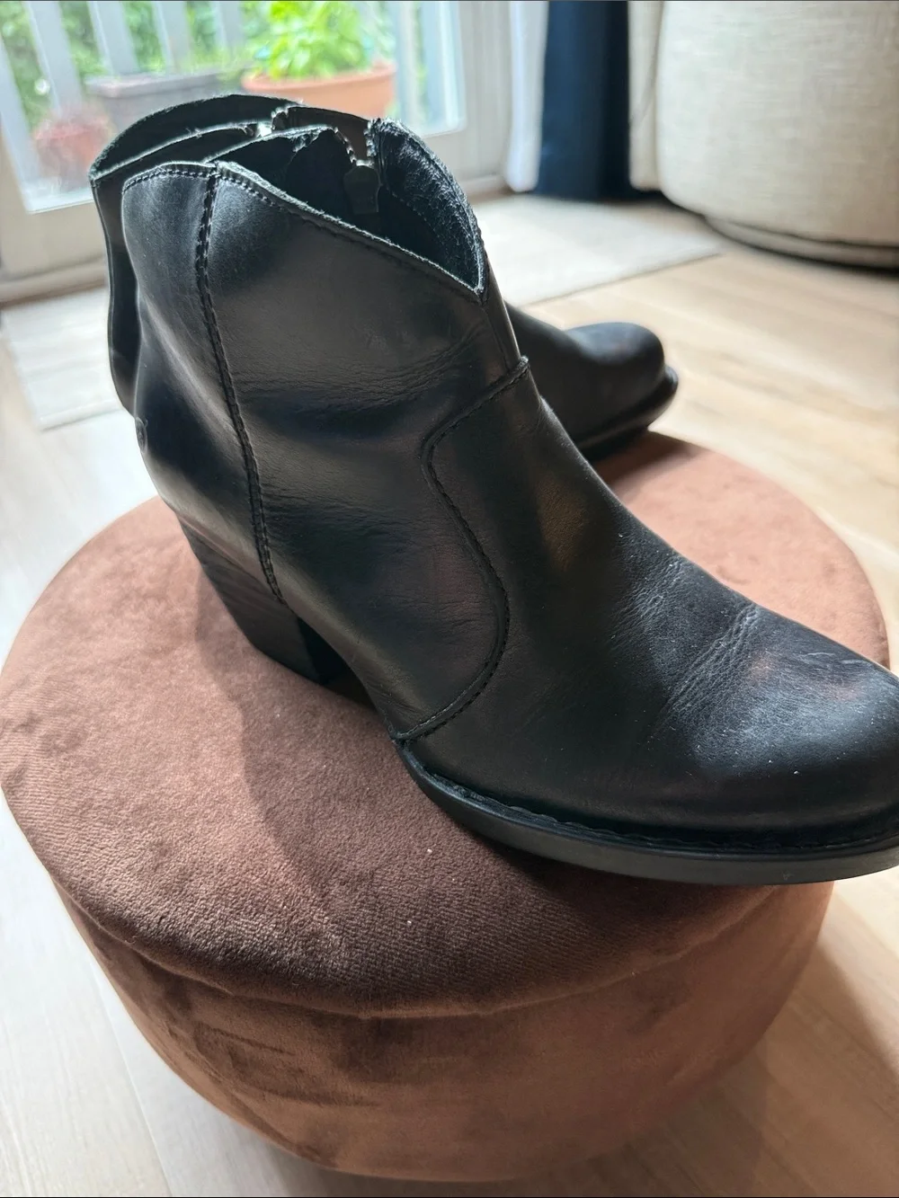 Born Classic Black Leather Women's Ankle Boots